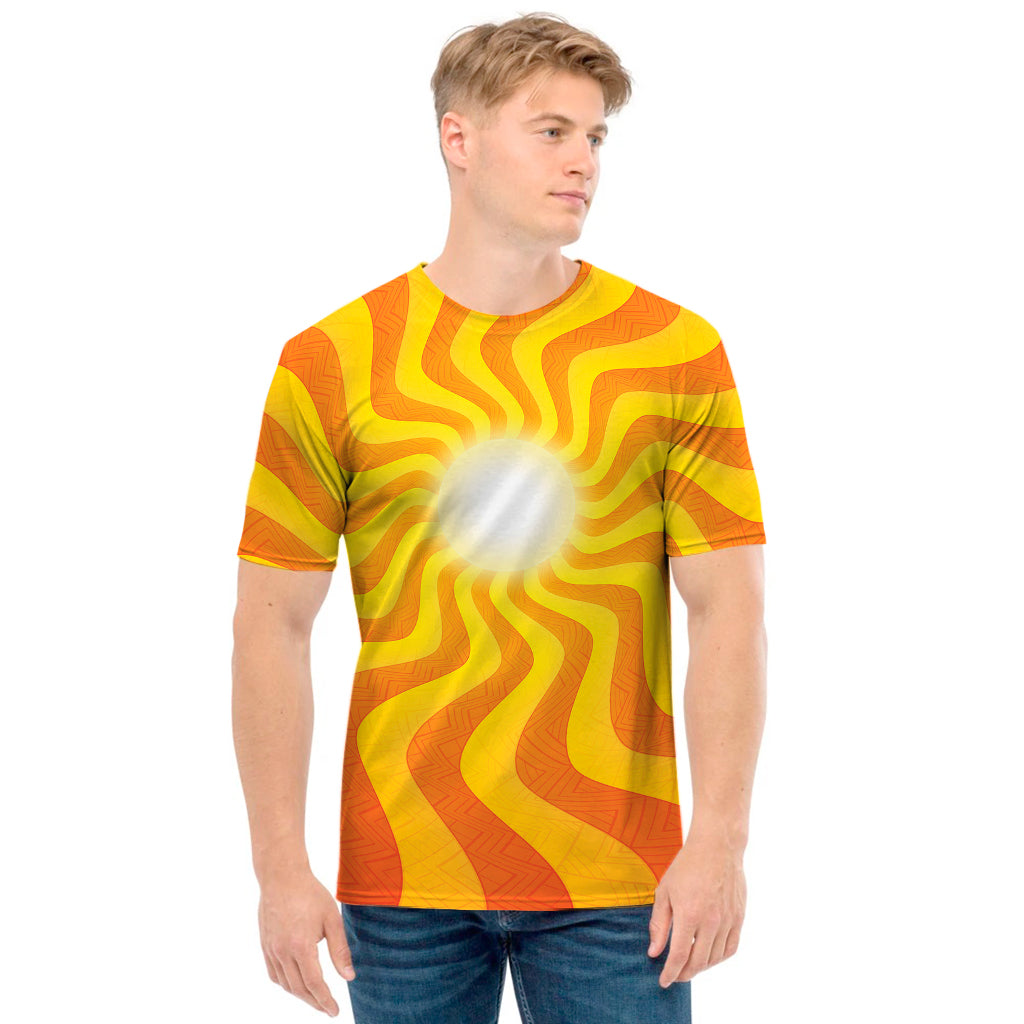 Psychedelic Burning Sun Print Men's T-Shirt