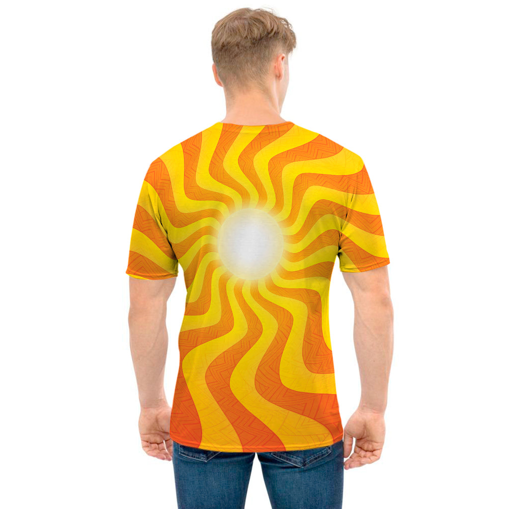 Psychedelic Burning Sun Print Men's T-Shirt