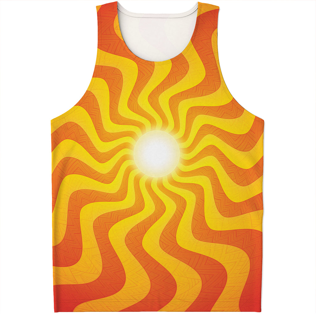 Psychedelic Burning Sun Print Men's Tank Top