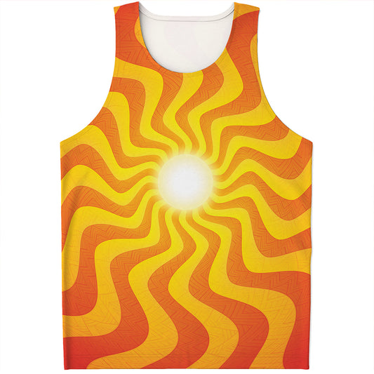 Psychedelic Burning Sun Print Men's Tank Top
