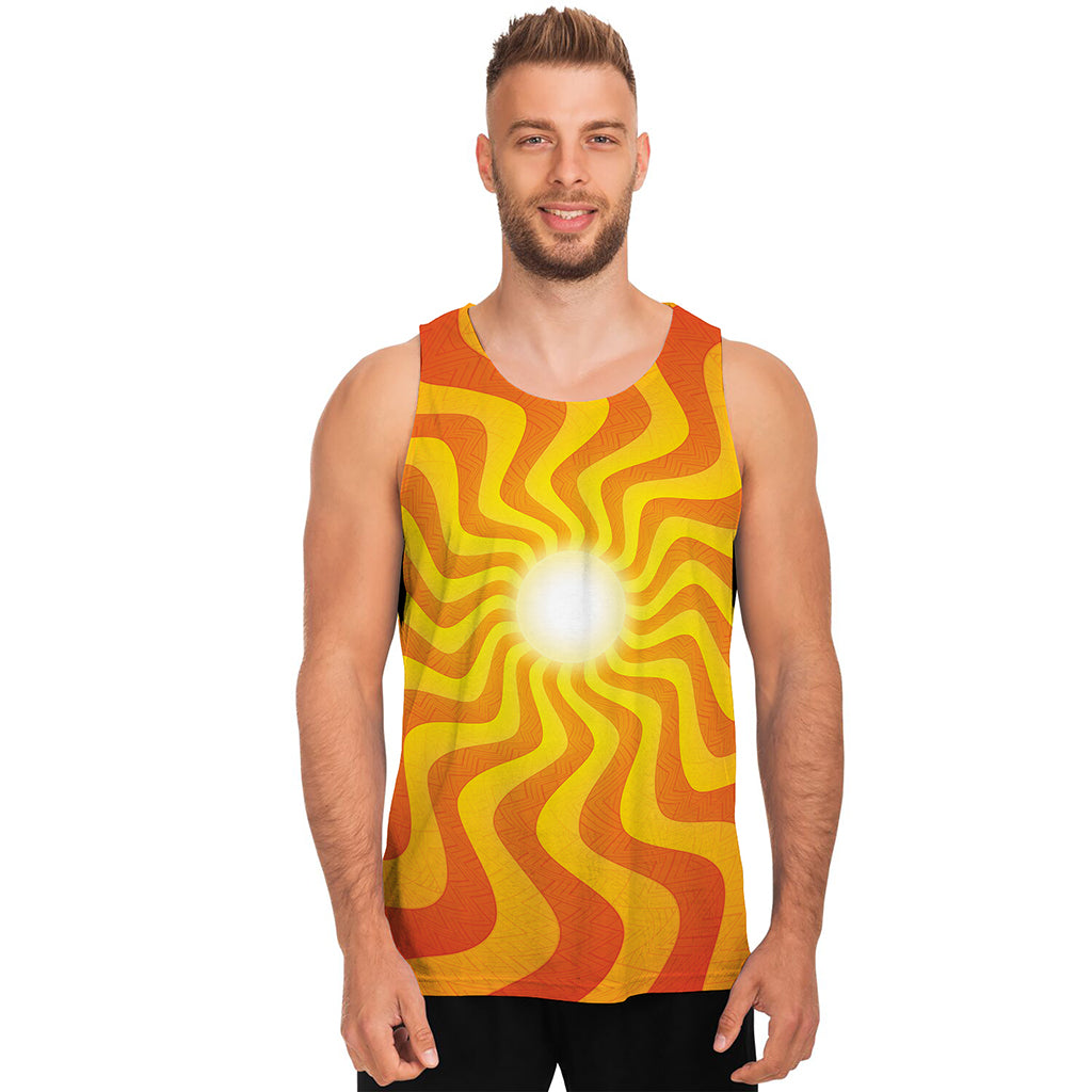 Psychedelic Burning Sun Print Men's Tank Top