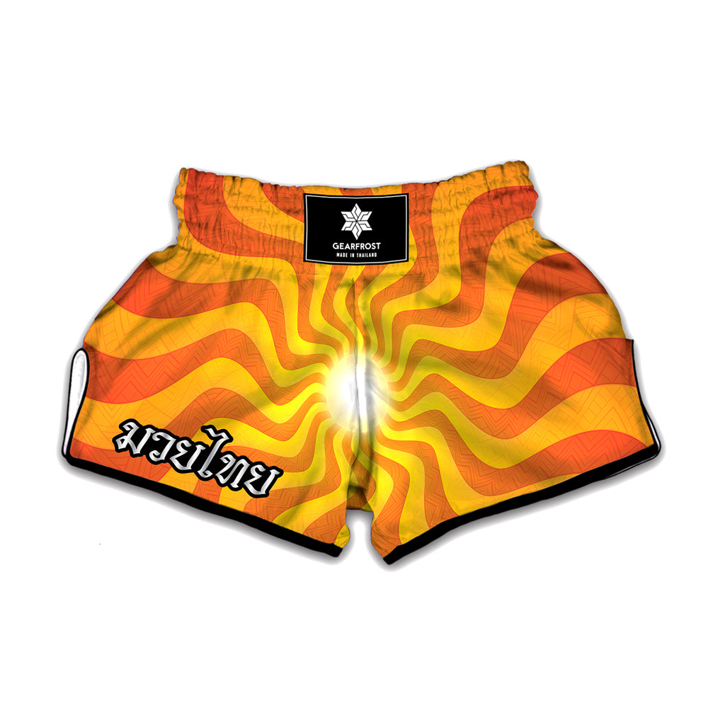 Psychedelic Burning Sun Print Muay Thai Boxing Shorts