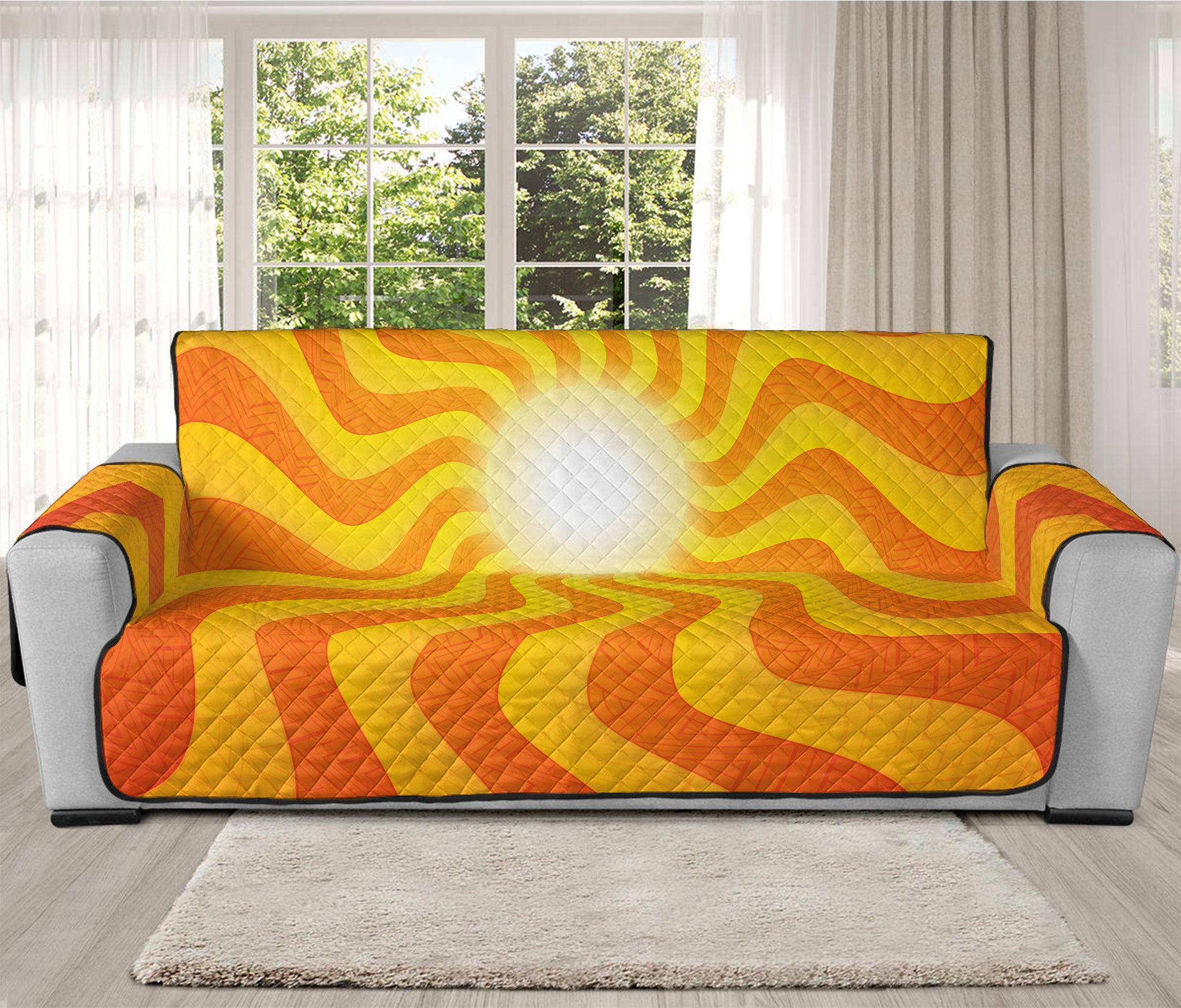 Psychedelic Burning Sun Print Oversized Sofa Protector