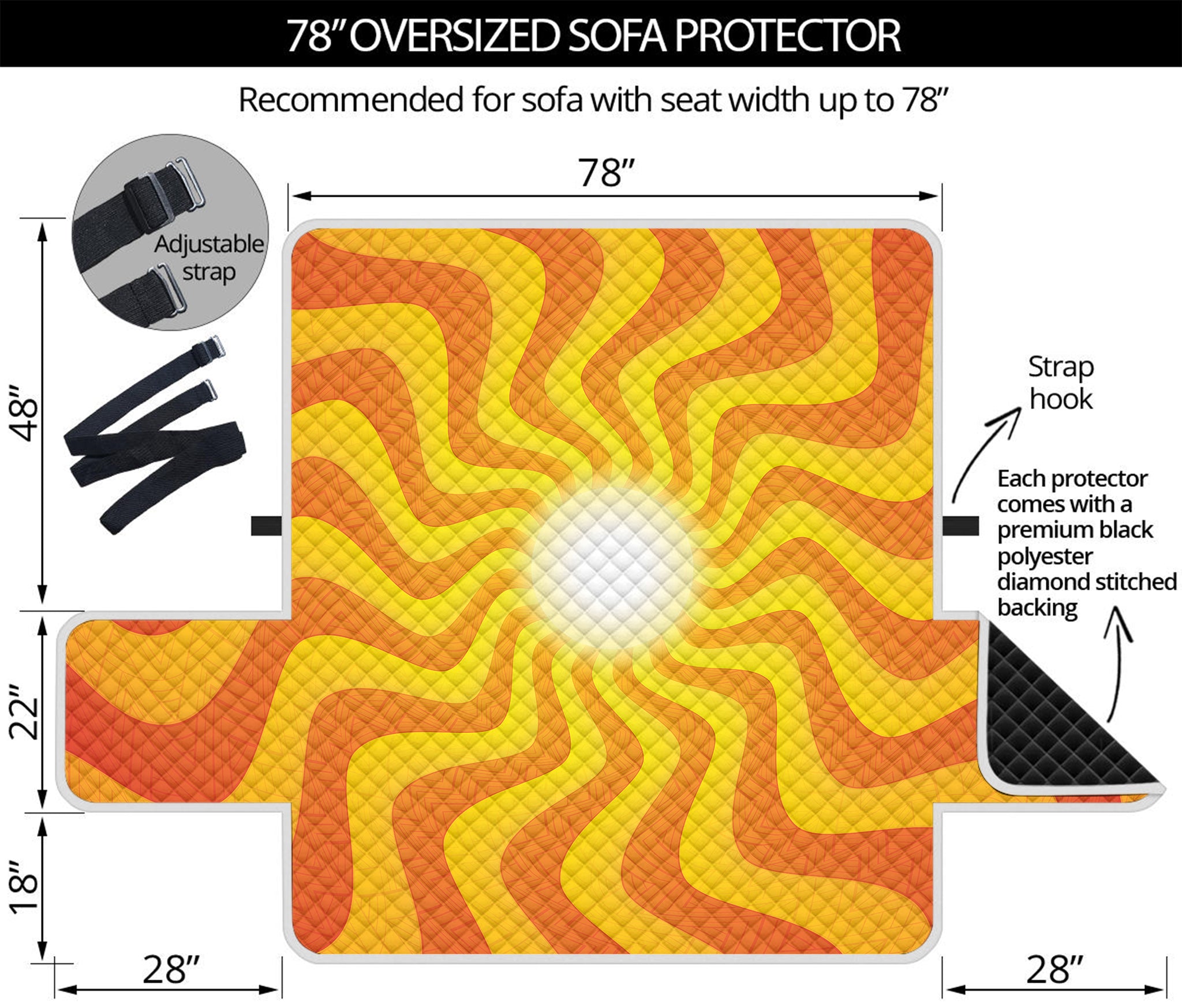 Psychedelic Burning Sun Print Oversized Sofa Protector