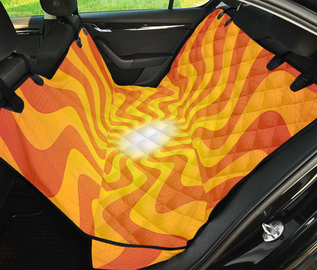 Psychedelic Burning Sun Print Pet Car Back Seat Cover