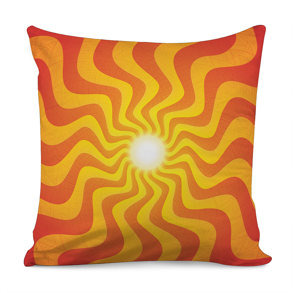 Psychedelic Burning Sun Print Pillow Cover