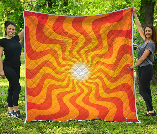 Psychedelic Burning Sun Print Quilt