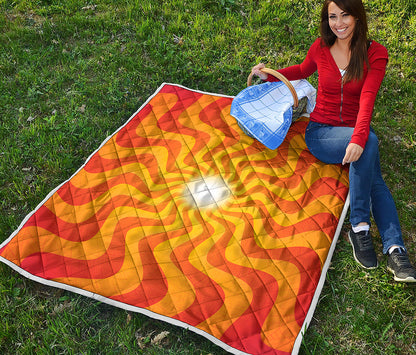 Psychedelic Burning Sun Print Quilt