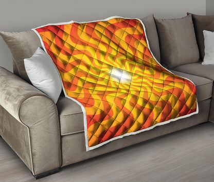Psychedelic Burning Sun Print Quilt