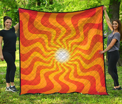Psychedelic Burning Sun Print Quilt