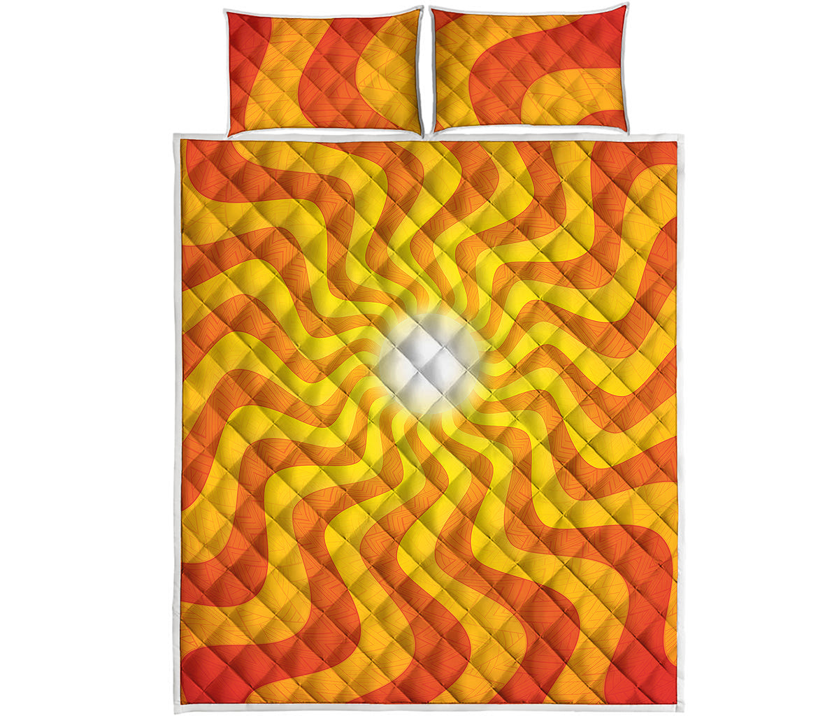 Psychedelic Burning Sun Print Quilt Bed Set