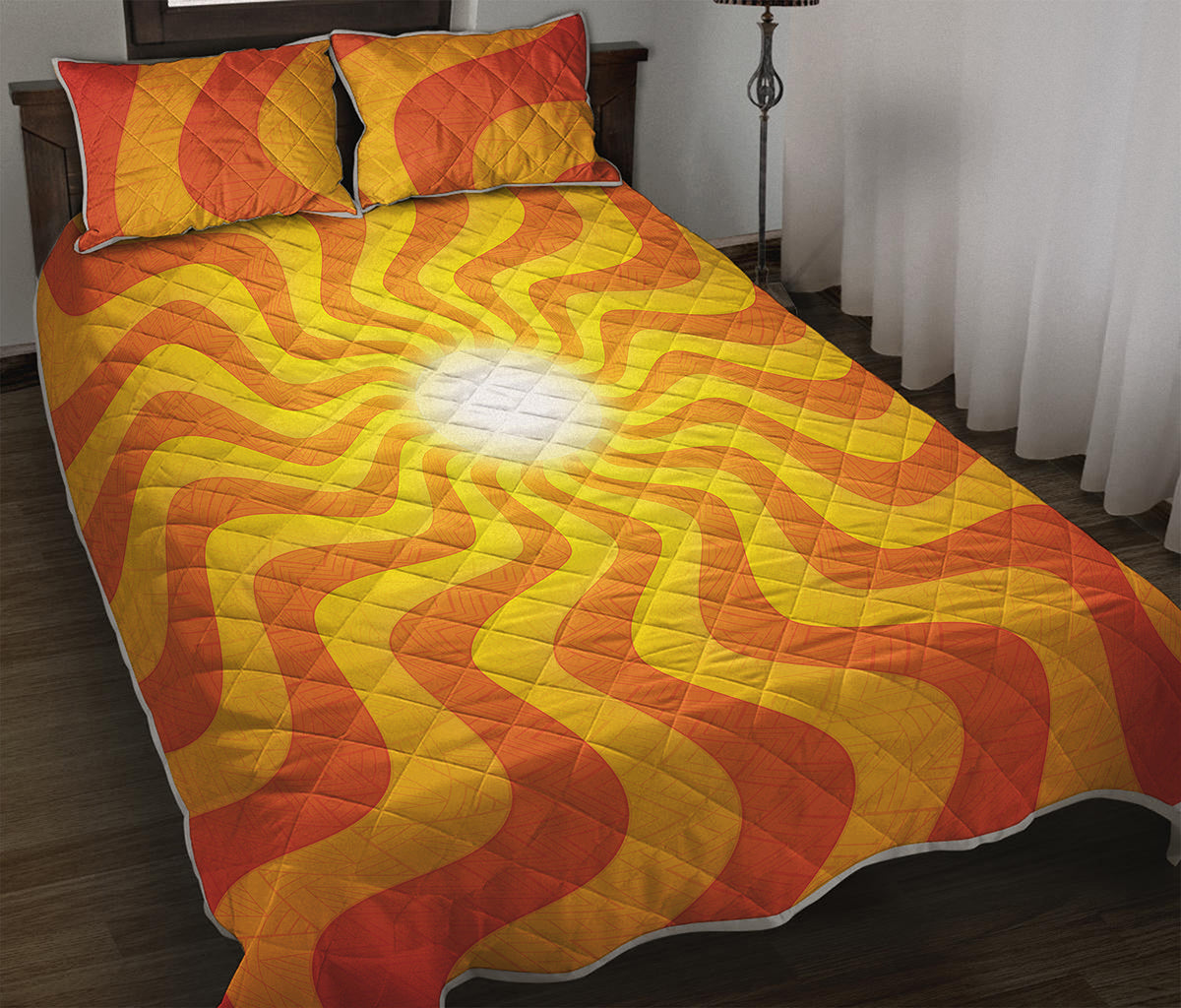 Psychedelic Burning Sun Print Quilt Bed Set