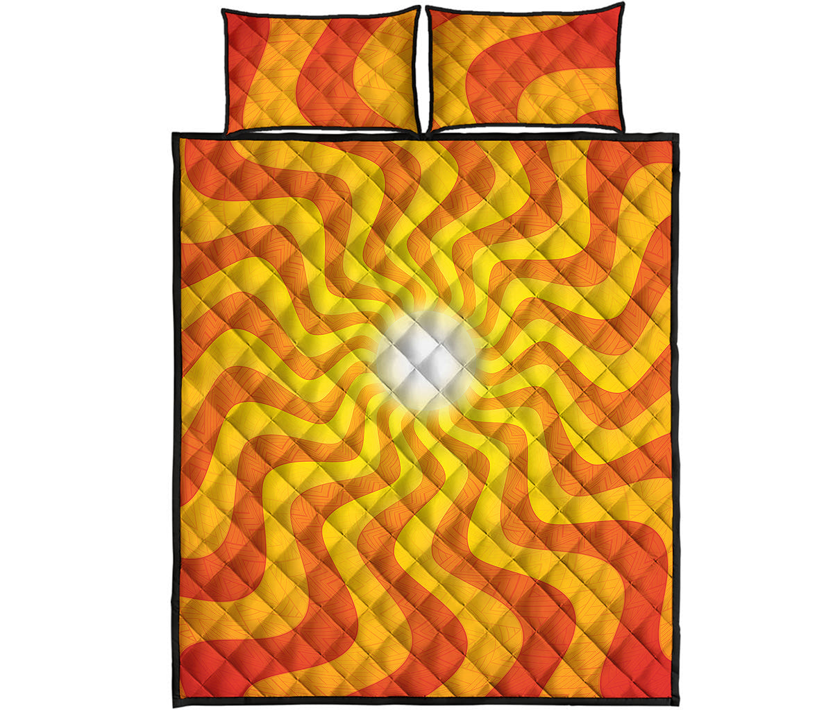 Psychedelic Burning Sun Print Quilt Bed Set