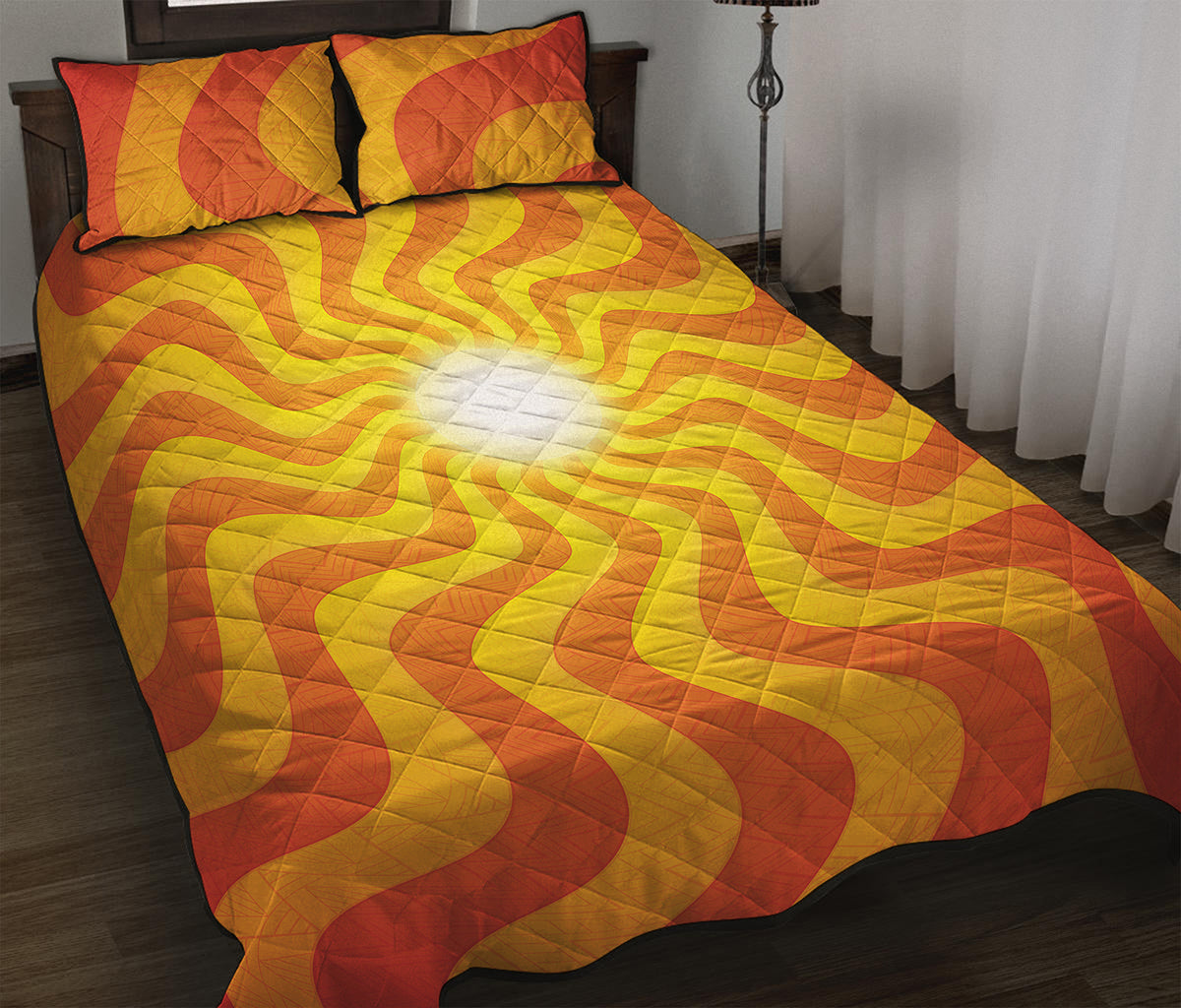 Psychedelic Burning Sun Print Quilt Bed Set