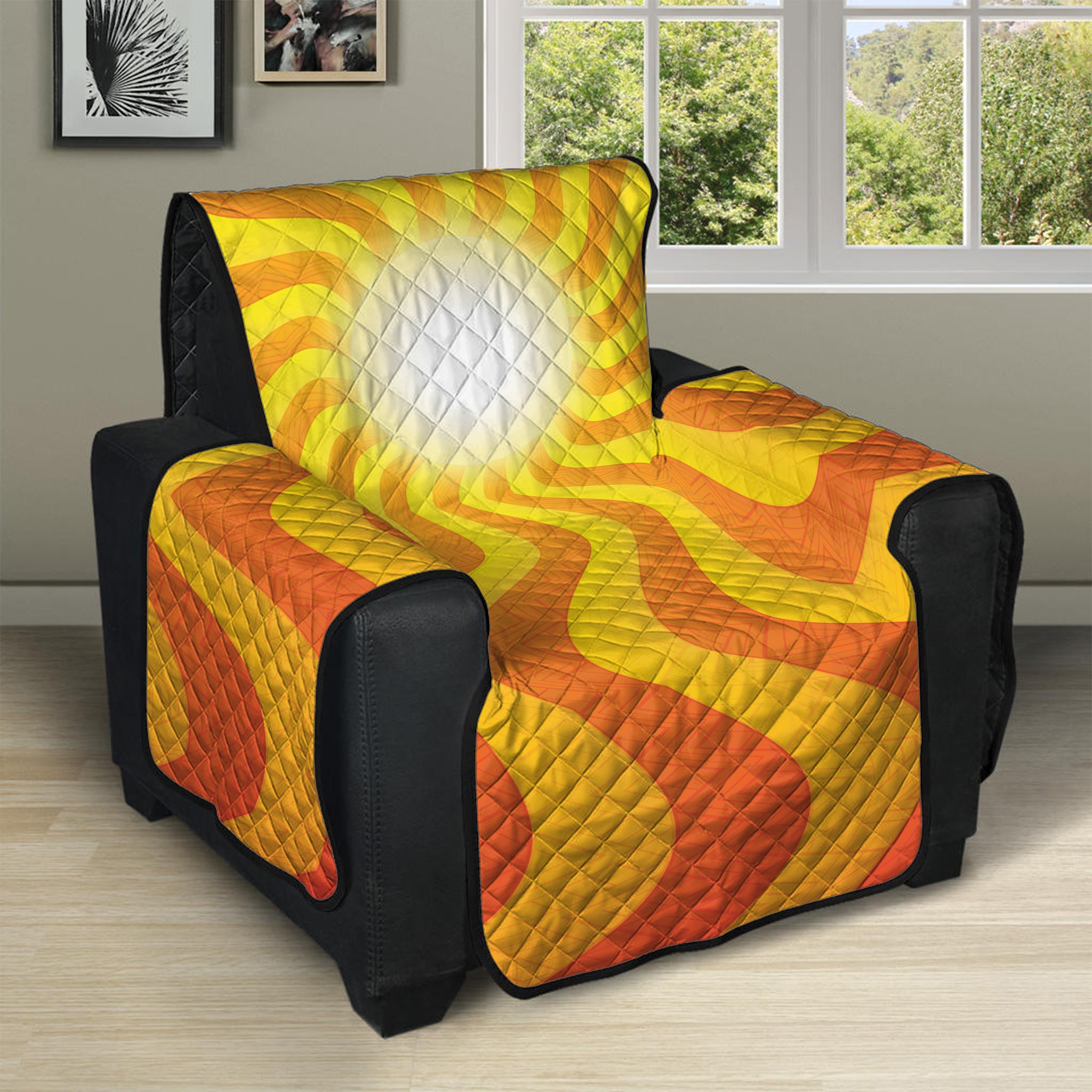 Psychedelic Burning Sun Print Recliner Protector