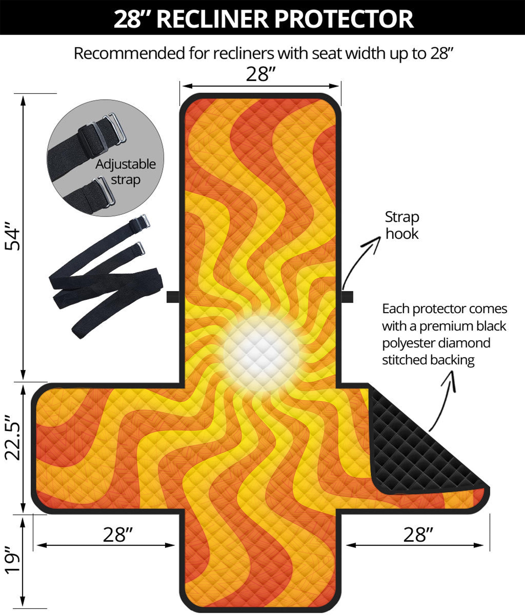 Psychedelic Burning Sun Print Recliner Protector