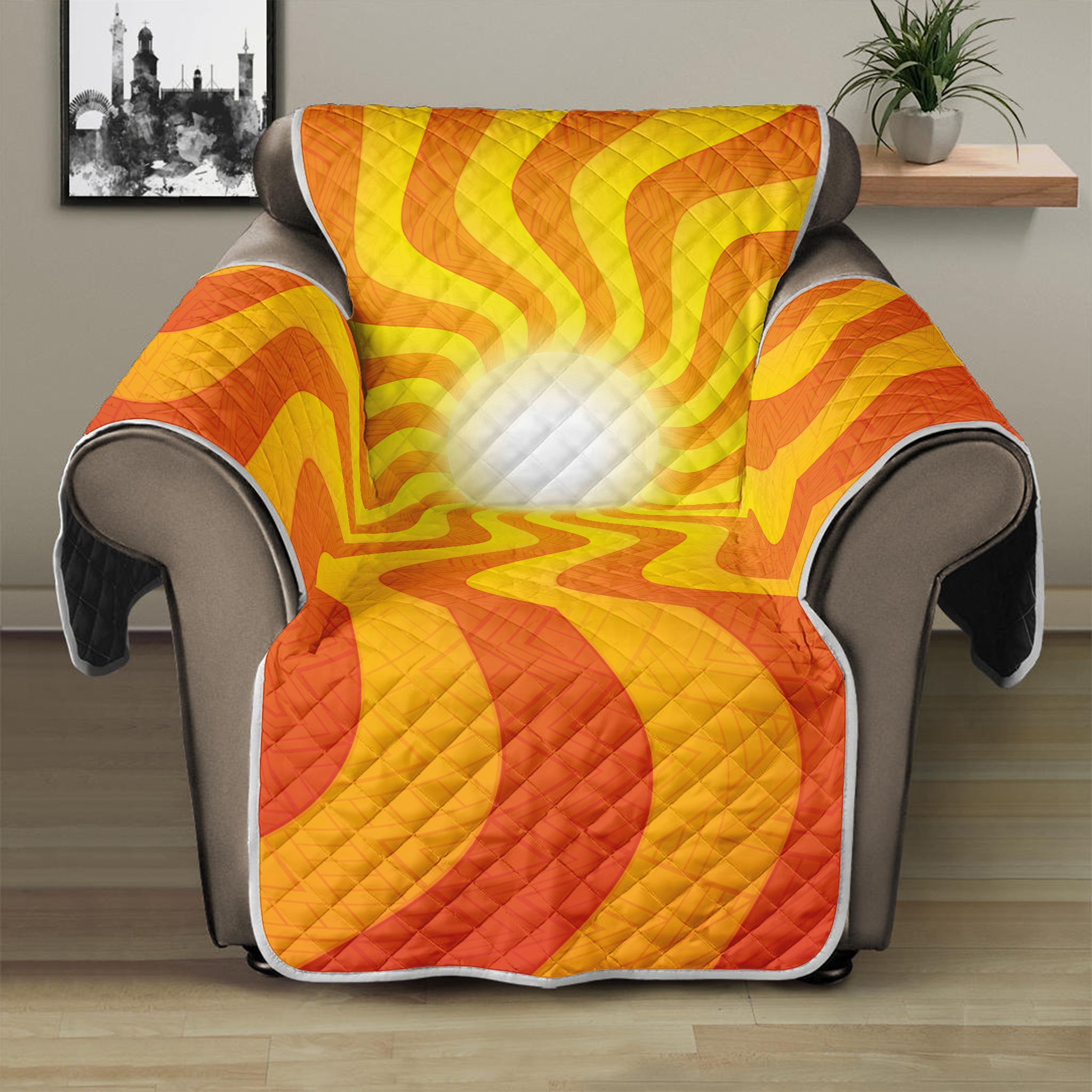 Psychedelic Burning Sun Print Recliner Protector