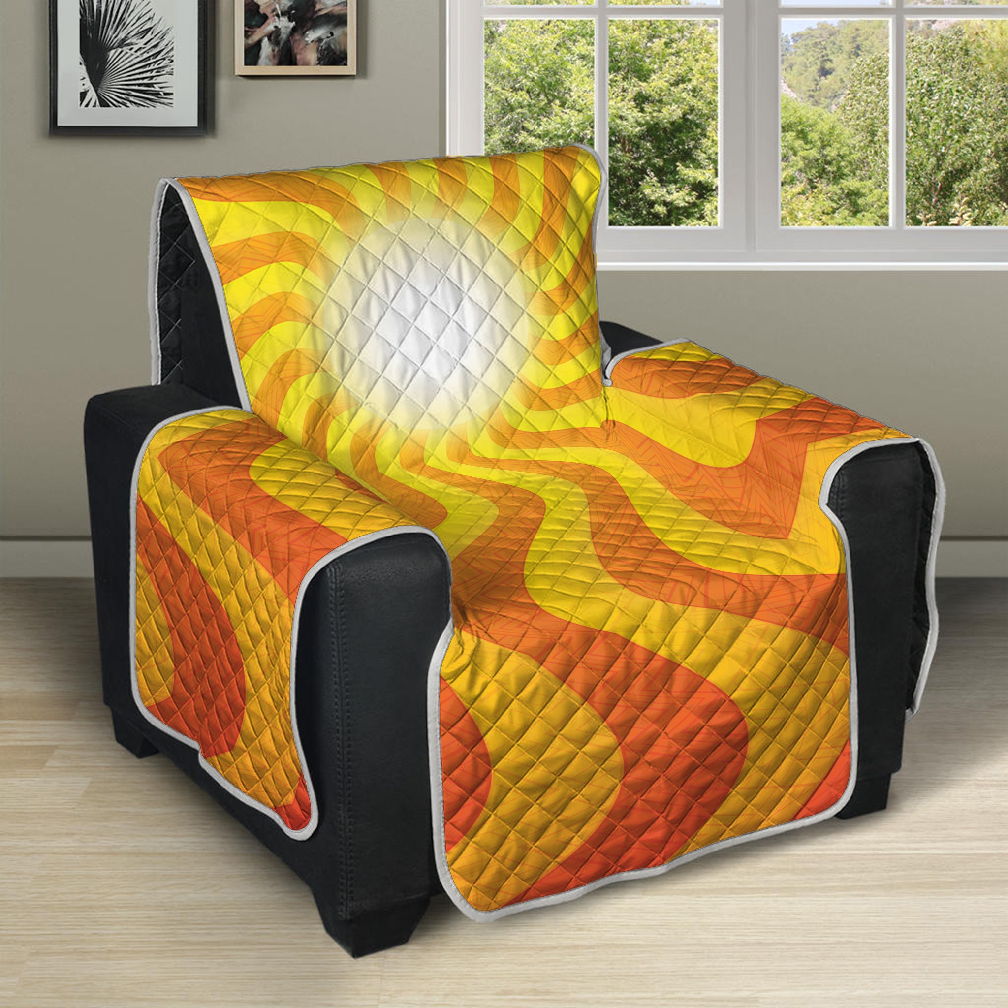 Psychedelic Burning Sun Print Recliner Protector