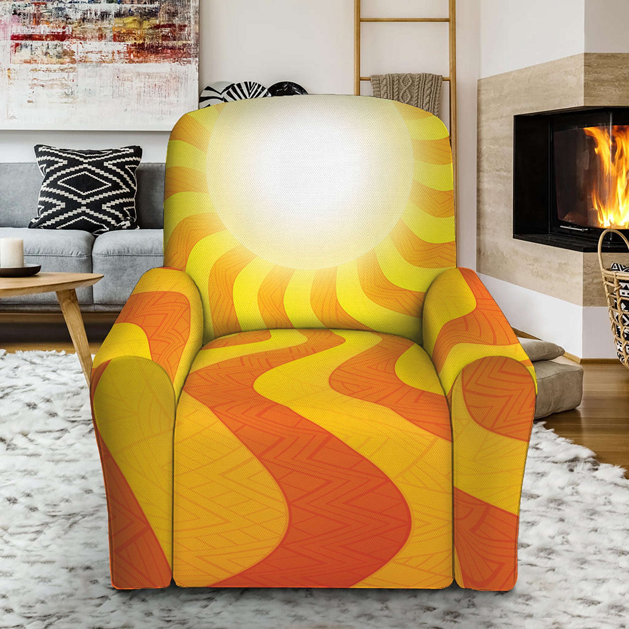 Psychedelic Burning Sun Print Recliner Slipcover