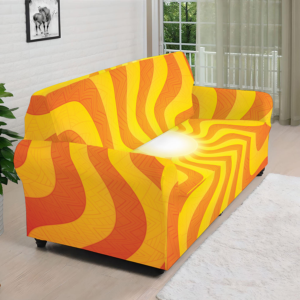 Psychedelic Burning Sun Print Sofa Cover