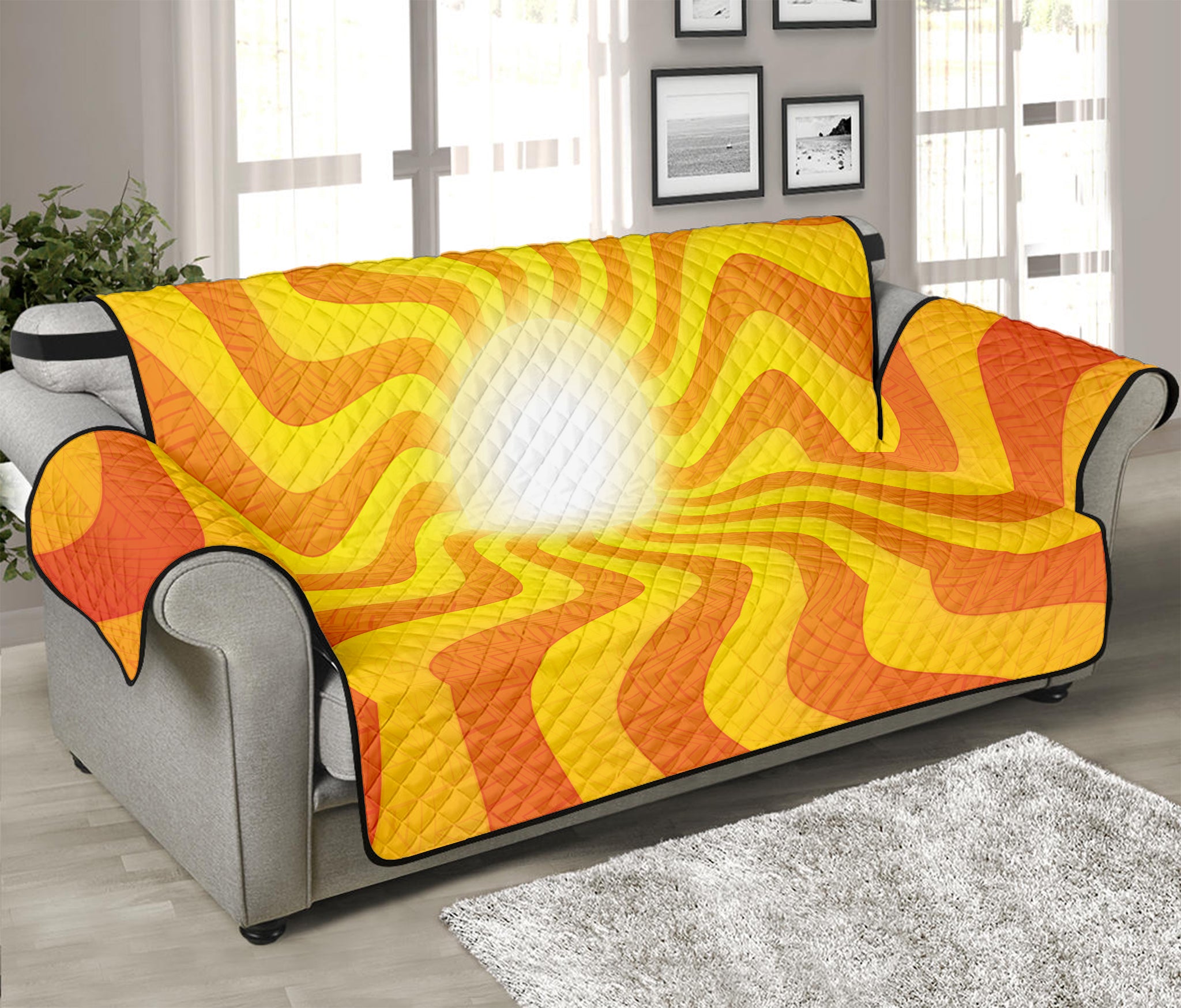 Psychedelic Burning Sun Print Sofa Protector