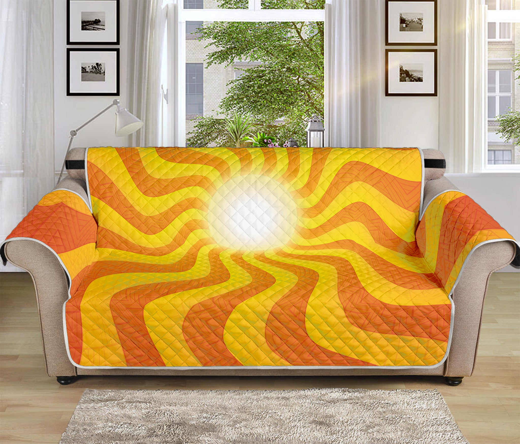 Psychedelic Burning Sun Print Sofa Protector