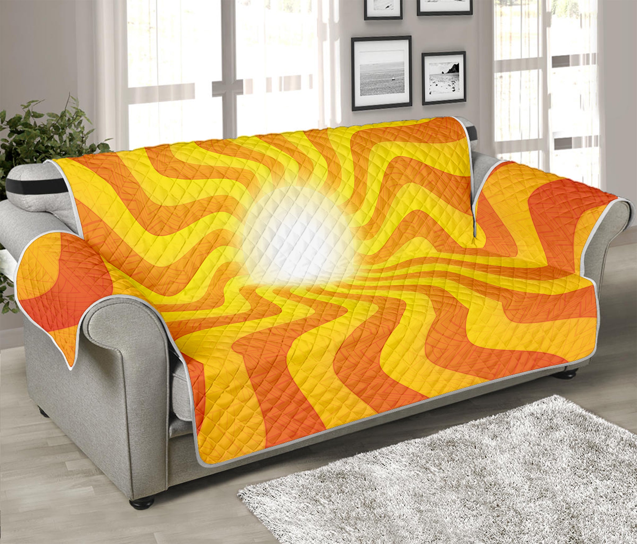 Psychedelic Burning Sun Print Sofa Protector