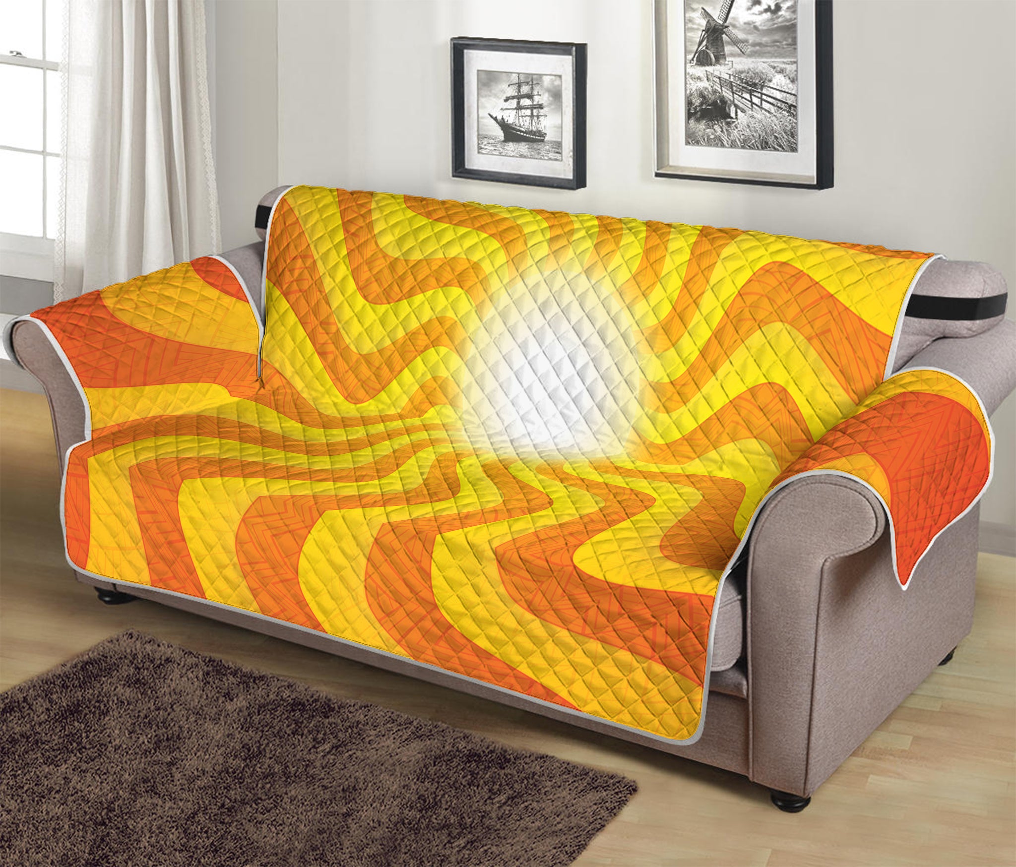 Psychedelic Burning Sun Print Sofa Protector