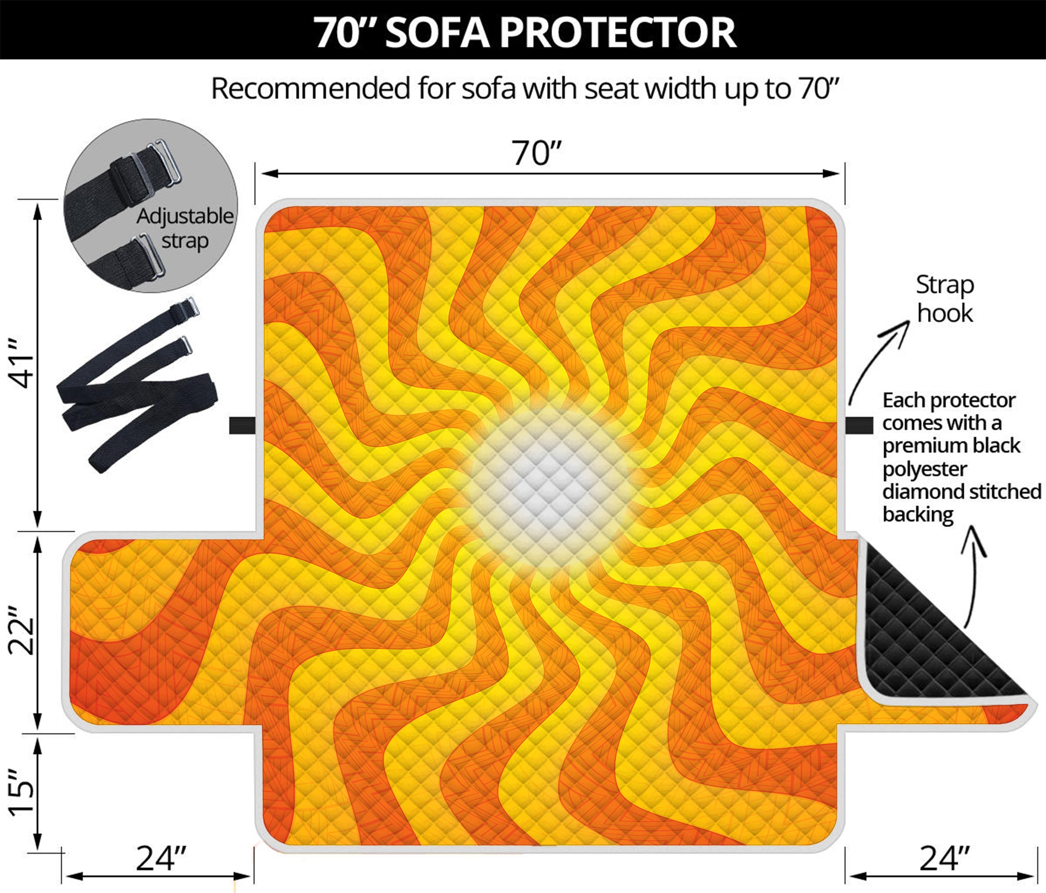 Psychedelic Burning Sun Print Sofa Protector