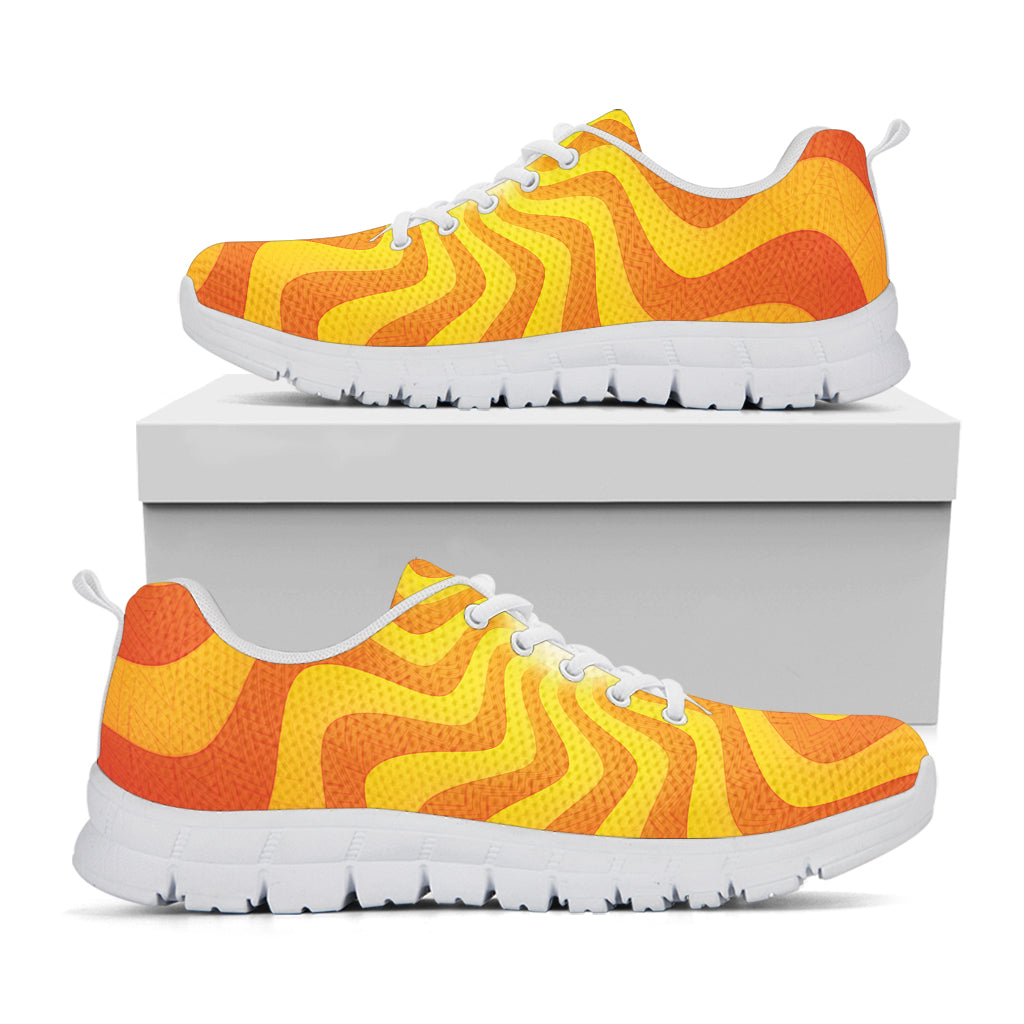 Psychedelic Burning Sun Print White Sneakers