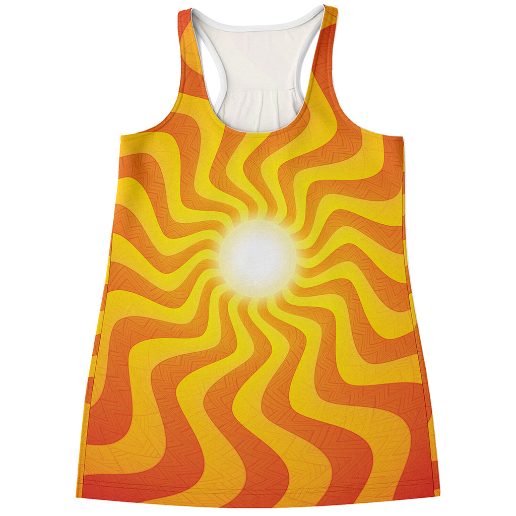 Psychedelic Burning Sun Print Women's Racerback Tank Top