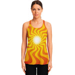 Psychedelic Burning Sun Print Women's Racerback Tank Top