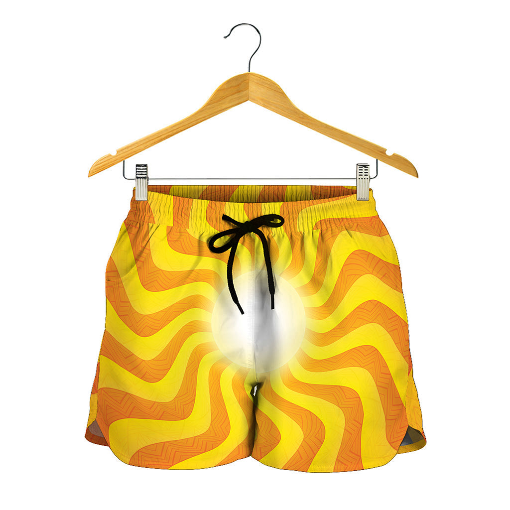 Psychedelic Burning Sun Print Women's Shorts