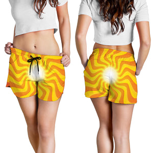 Psychedelic Burning Sun Print Women's Shorts