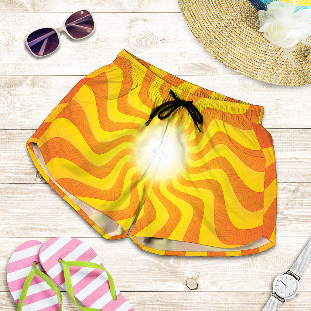 Psychedelic Burning Sun Print Women's Shorts