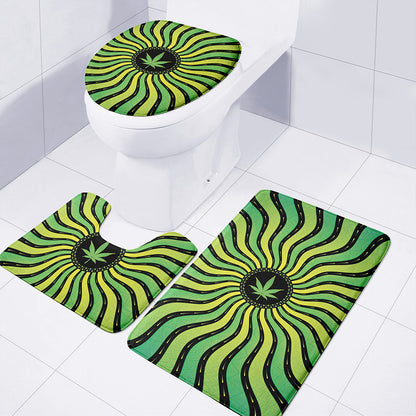 Psychedelic Cannabis Leaf Print 3 Piece Bath Mat Set