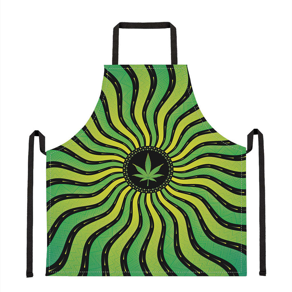 Psychedelic Cannabis Leaf Print Apron