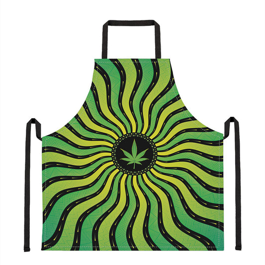 Psychedelic Cannabis Leaf Print Apron