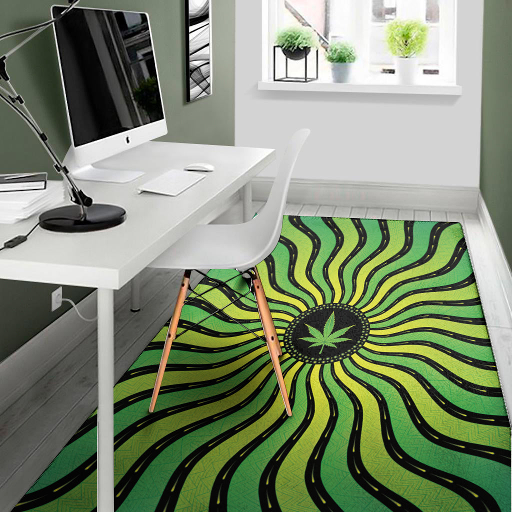 Psychedelic Cannabis Leaf Print Area Rug