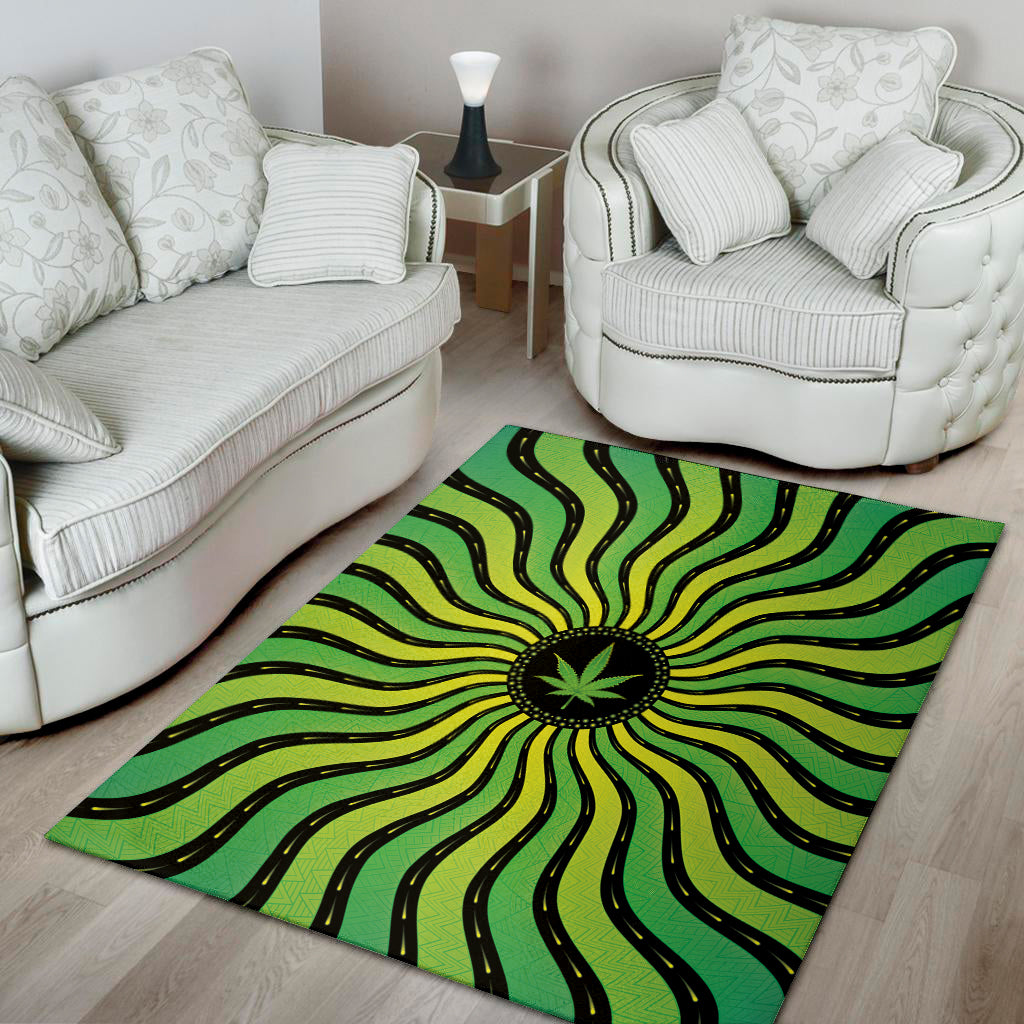 Psychedelic Cannabis Leaf Print Area Rug