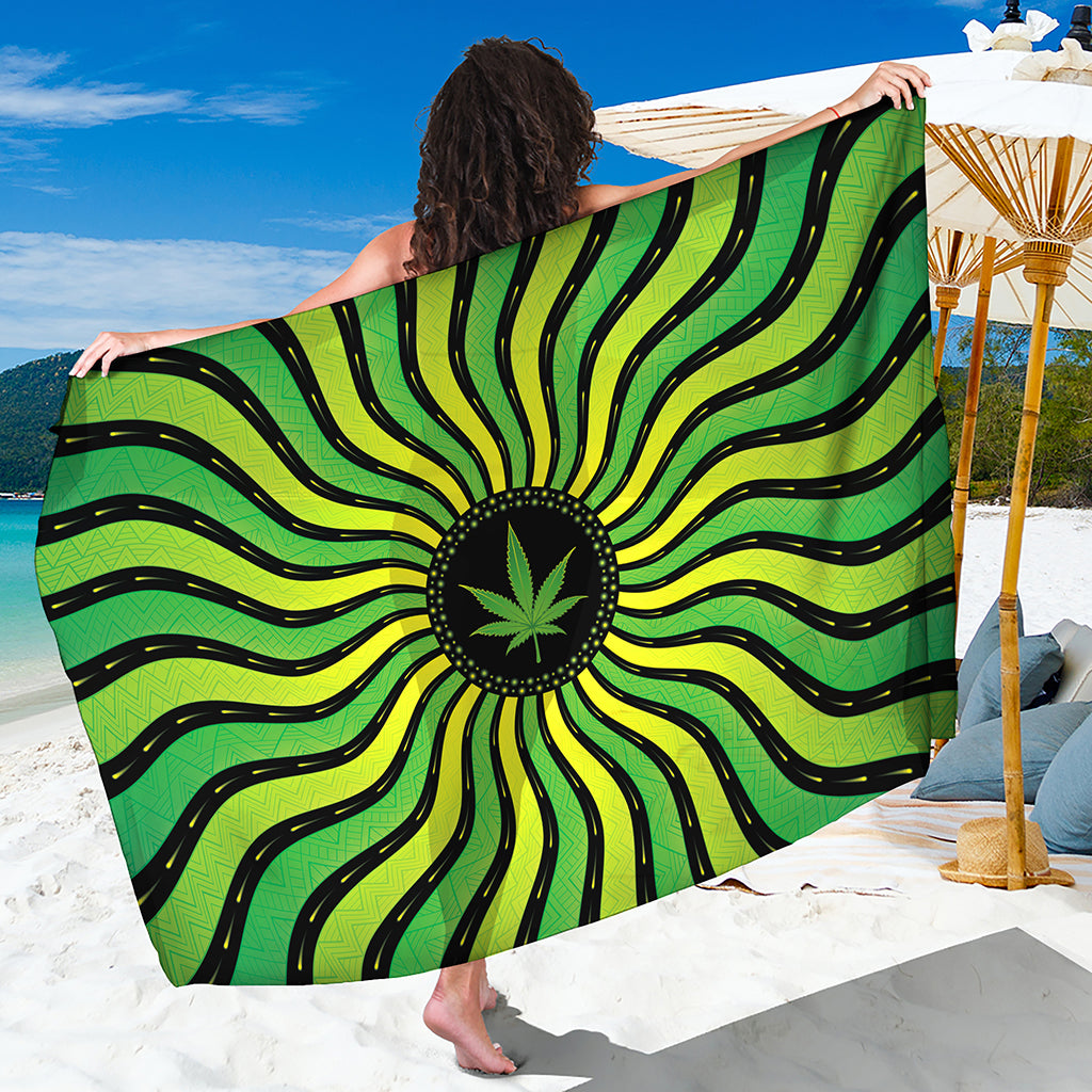 Psychedelic Cannabis Leaf Print Beach Sarong Wrap