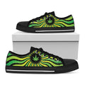 Psychedelic Cannabis Leaf Print Black Low Top Sneakers
