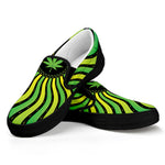 Psychedelic Cannabis Leaf Print Black Slip On Shoes