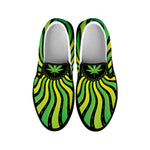 Psychedelic Cannabis Leaf Print Black Slip On Shoes