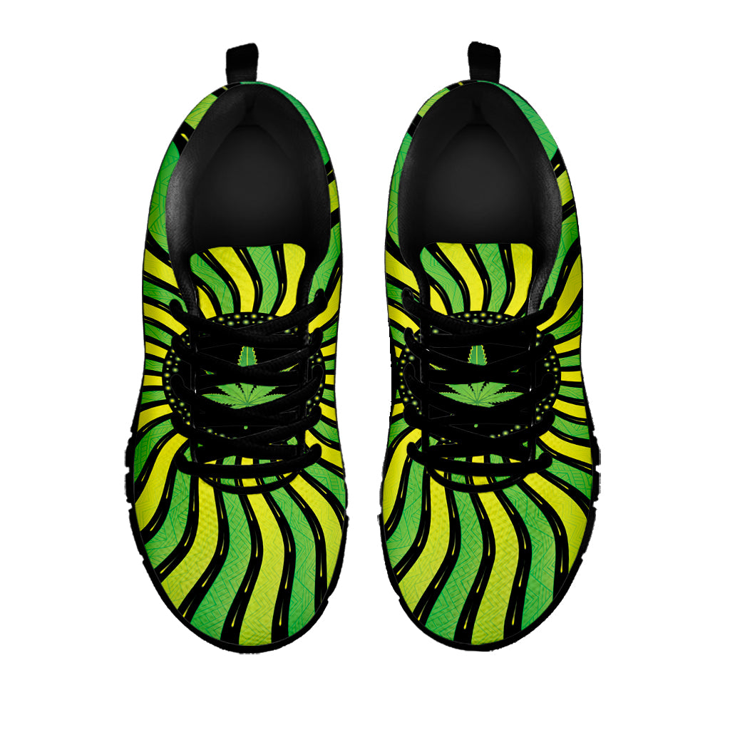 Psychedelic Cannabis Leaf Print Black Sneakers