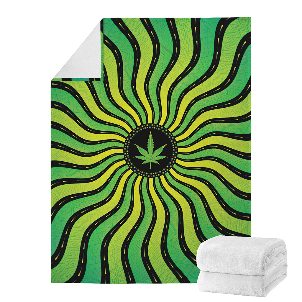 Psychedelic Cannabis Leaf Print Blanket