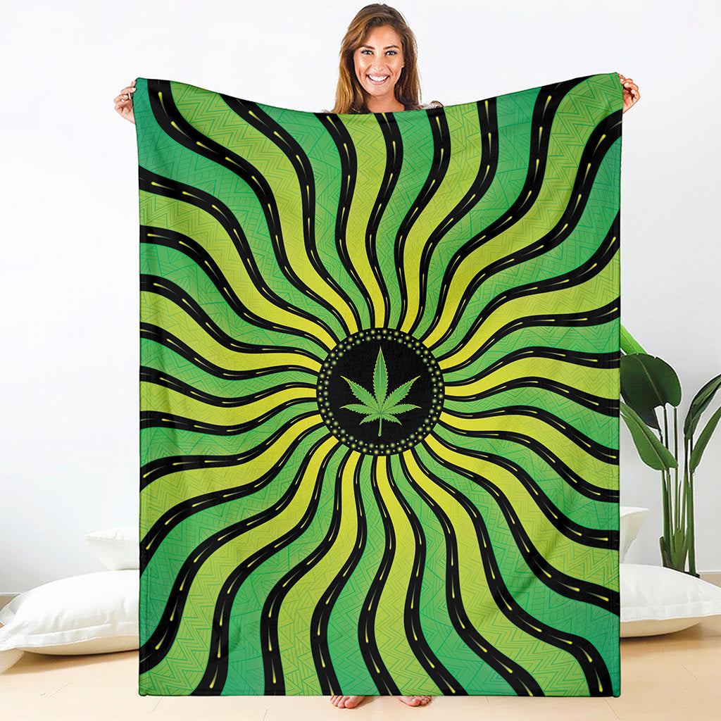 Psychedelic Cannabis Leaf Print Blanket