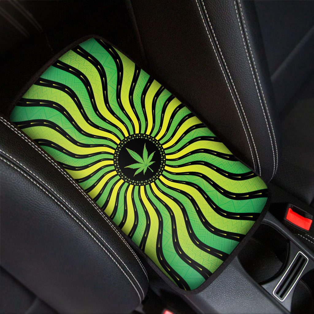 Psychedelic Cannabis Leaf Print Car Center Console Cover