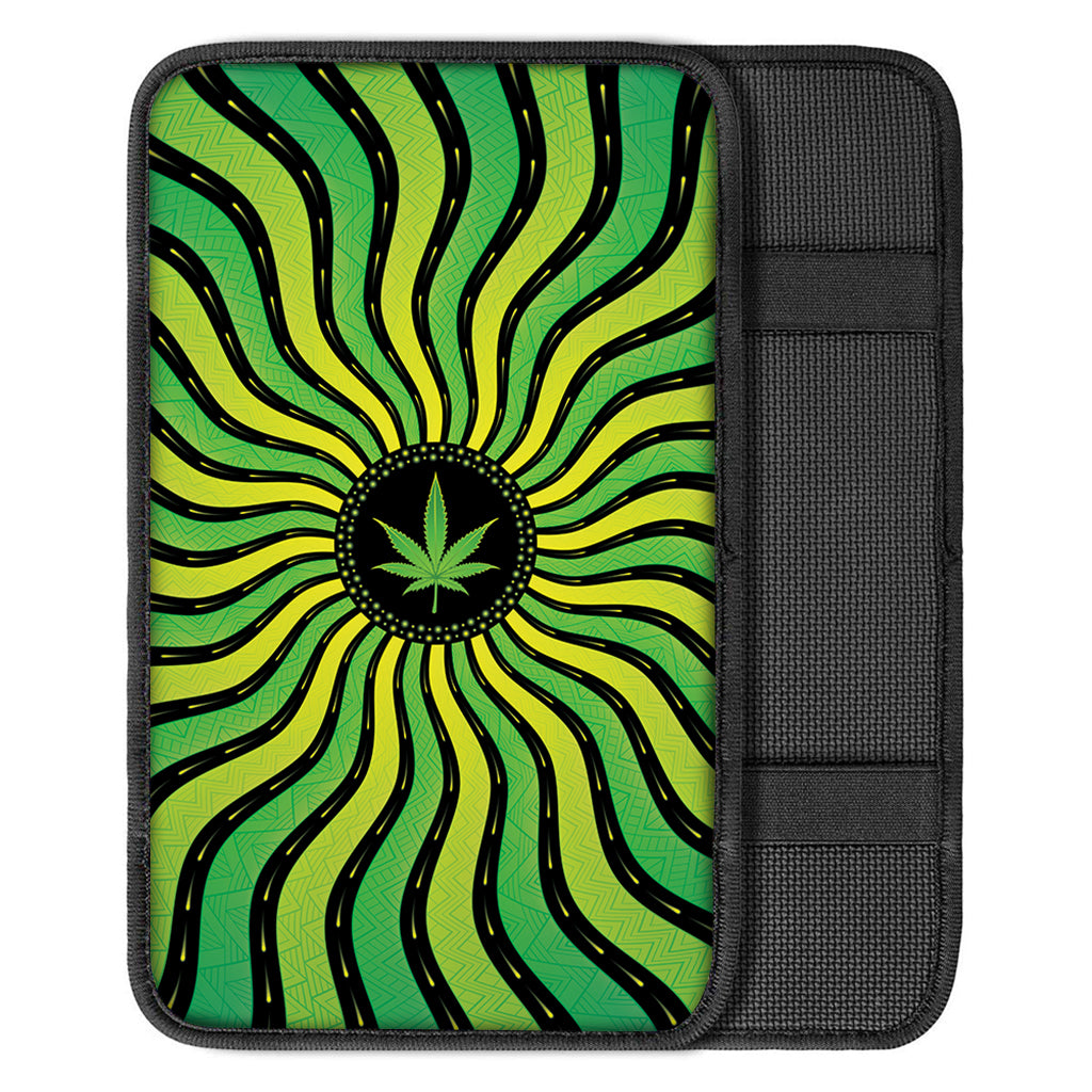Psychedelic Cannabis Leaf Print Car Center Console Cover