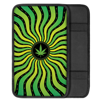 Psychedelic Cannabis Leaf Print Car Center Console Cover